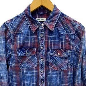 Orvis Womens Small Flannel Plaid Western Long Sleeve Button Down Shirt